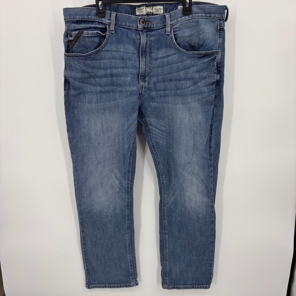 Ariat M4 Legacy Jeans Mens 38x30 Blue Excellent Relaxed Straight Leg Medium Wash